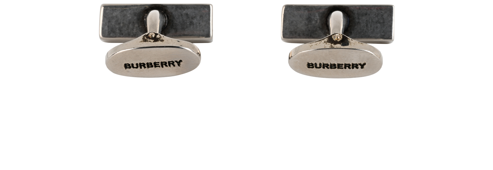 Burberry Logo Cufflinks, &pound;110, Jewellery, Silver, Stainless Steel, Back view