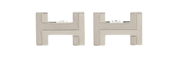 Hermes H Au Carre Cufflinks, Brass, Silver/Grey, GD 01 49, B, 3*