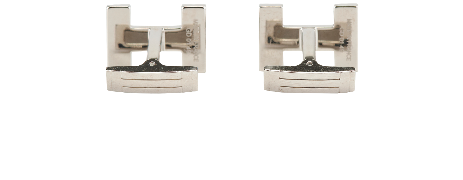 Hermes H Au Carre Cufflinks, &pound;250, Jewellery, Grey/Silver, Brass, Back view