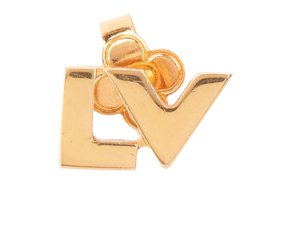 Louis Vuitton LV Single Earring, £120, Jewellery, Gold, Brass, Front view
