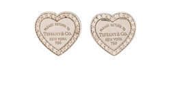 Tiffany & Co RTT Heart Diamond Studs, 18K White Gold, DB/B, 2*