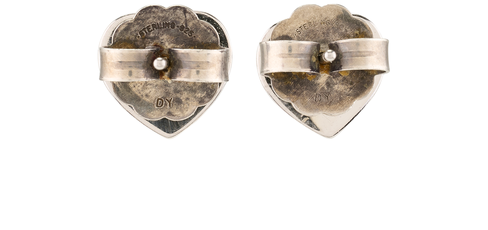 Tiffany & Co RTT Heart Diamond Studs, &pound;750, Jewellery, Silver, White Gold, Back view
