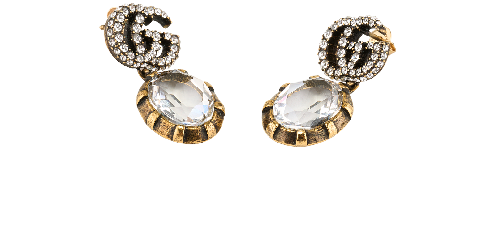 Gucci Crystal Drop Earrings, &pound;250, Jewellery, Gold, Brass, Other view
