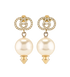 Gucci Crystal And Pearl Earrings, &pound;220, Jewellery, Gold, Brass, Front view
