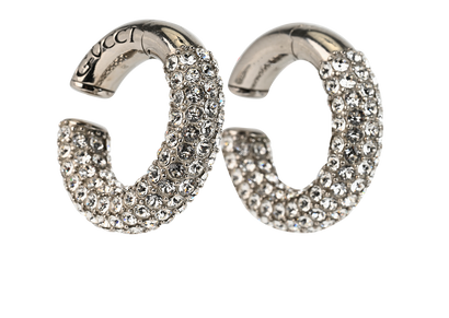 Gucci Embellished Hoop Earrings, £140, Jewellery, Silver, Brass, Front view
