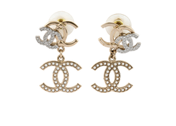 Chanel B21A CC Drop Earrings, Brass, Gold, B, 3*
