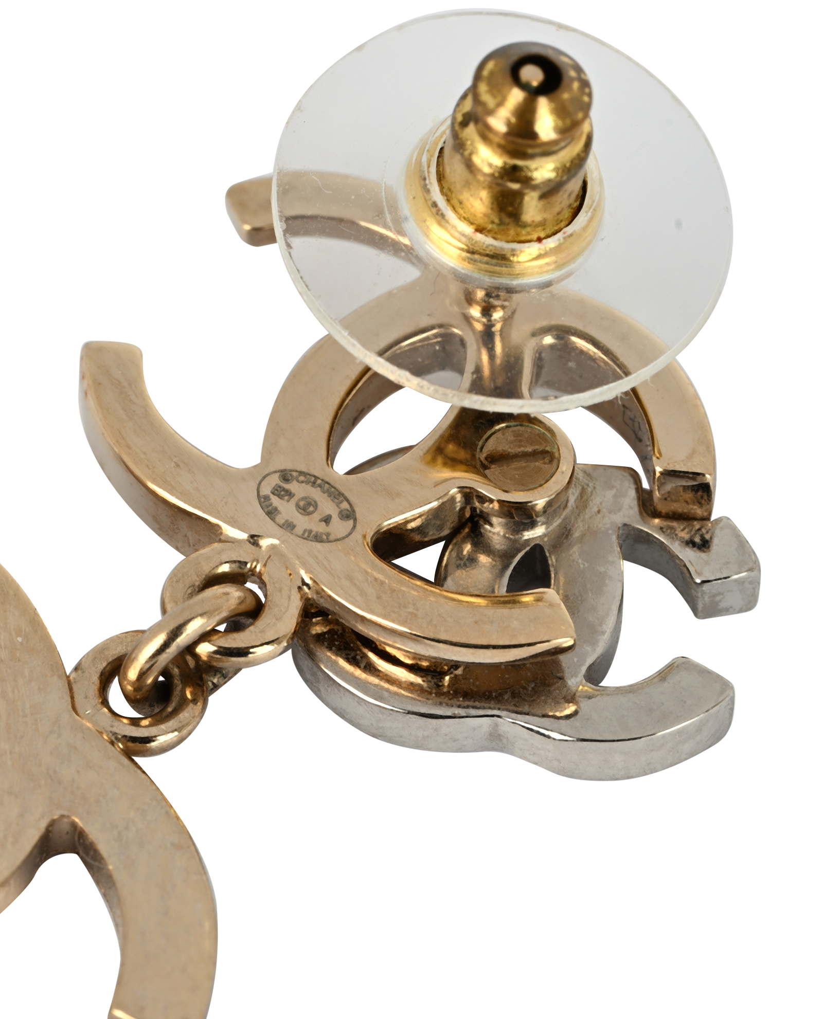 Chanel B21A CC Drop Earrings, &pound;695, Jewellery, Gold, Brass, Other view