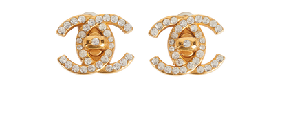 Chanel 96A CC Turnlock Clip On Earrings, &pound;595, Jewellery, Gold, Brass, Front view