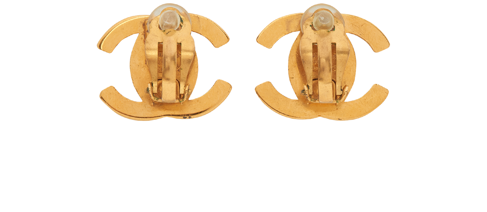 Chanel 96A CC Turnlock Clip On Earrings, &pound;595, Jewellery, Gold, Brass, Back view