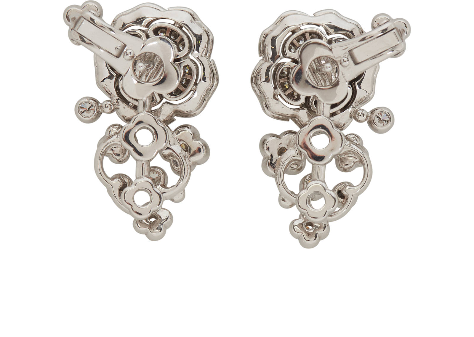 Chanel Bouton De Camelia Earrings, &pound;8,500, Jewellery, Silver, White Gold, Back view