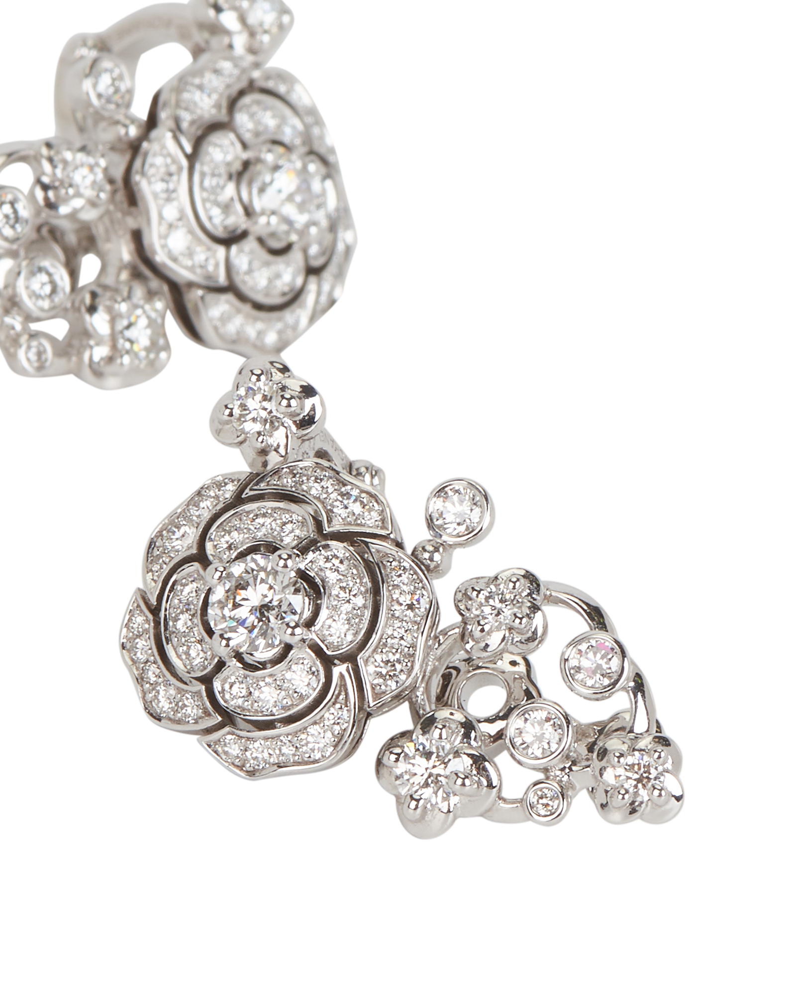 Chanel Bouton De Camelia Earrings, &pound;8,500, Jewellery, Silver, White Gold, Other view