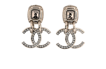 Chanel A22A CC Logo Earrings, &pound;550, Jewellery, Silver, Brass, Front view