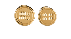 Miu Miu Logo Stud Earrings, Brass, Gold, MII, B, 2*