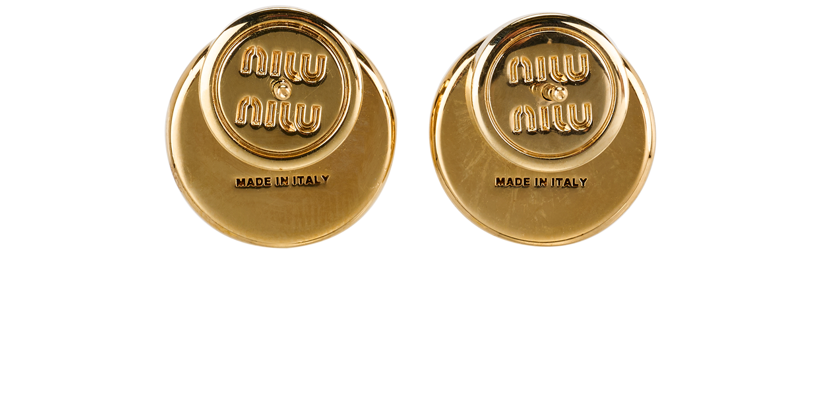 Miu Miu Logo Stud Earrings, &pound;190, Jewellery, Gold, Brass, Back view