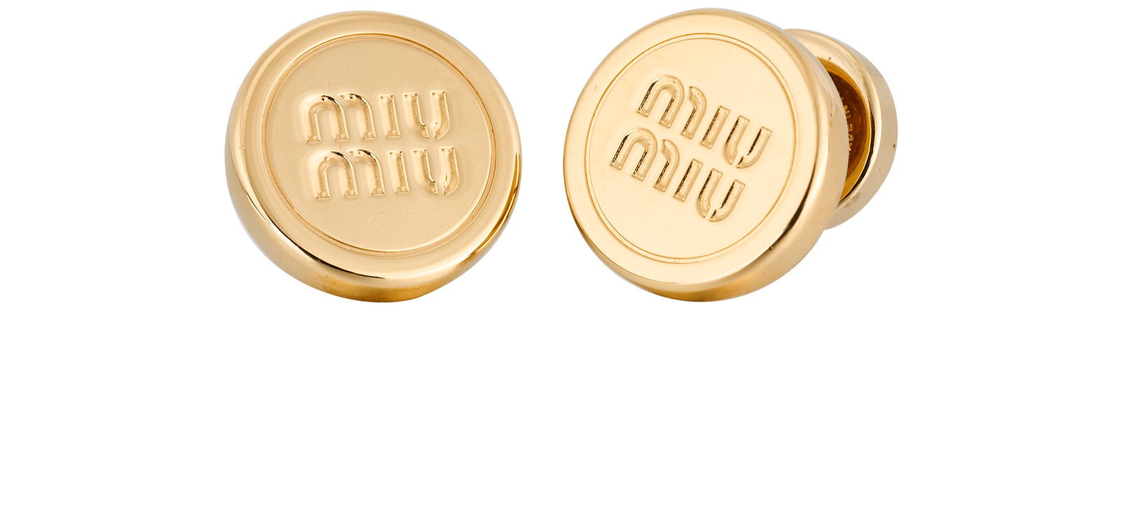 Miu Miu Logo Stud Earrings, &pound;190, Jewellery, Gold, Brass, Other view