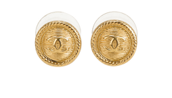 Chanel CC Studs Earrings, Brass, Gold, MII, B, 3*