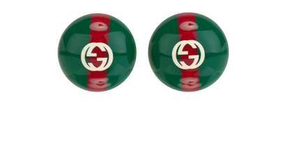 Gucci Web Stud Earrings, &pound;210, Jewellery, Green/Red, Brass/Resin, Front view
