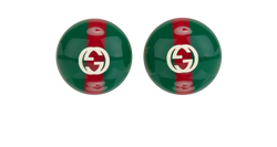 Gucci Web Stud Earrings, Resin/Brass, Green/Red, MII, DB, 2*