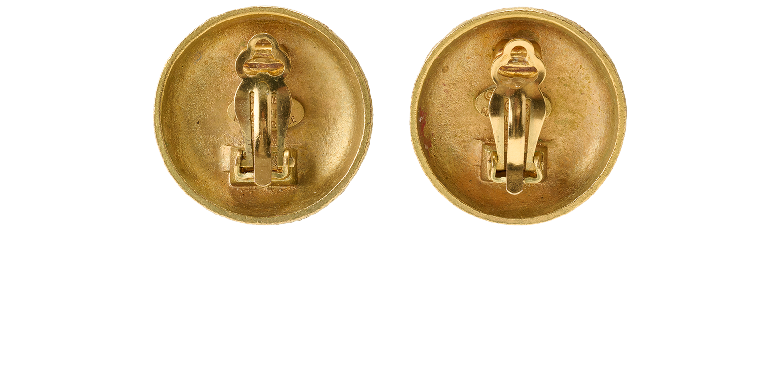 Chanel 94P CC Clip On Earrings, &pound;375, Jewellery, Gold, Yellow Gold Plated, Back view