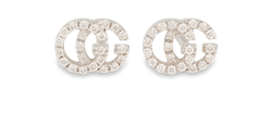 Gucci GG Xs Stud Earrings, White Gold/Diamond, MII, 3*
