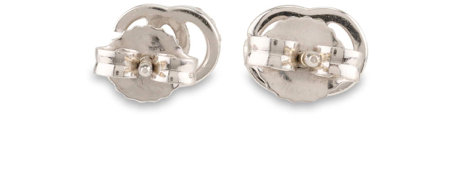 Gucci GG Xs Stud Earrings, &pound;850, Jewellery, Silver, White Gold, Back view