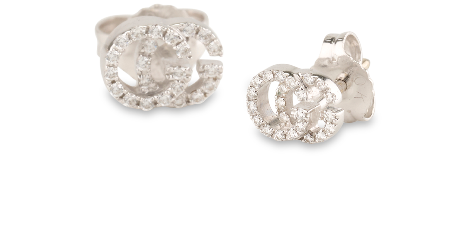 Gucci GG Xs Stud Earrings, &pound;850, Jewellery, Silver, White Gold, Other view