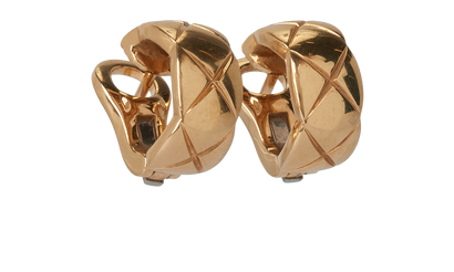 Chanel Coco Crush Quilted Motif Hoop Earrings, £1,900, Jewellery, Gold, Yellow Gold, Front view
