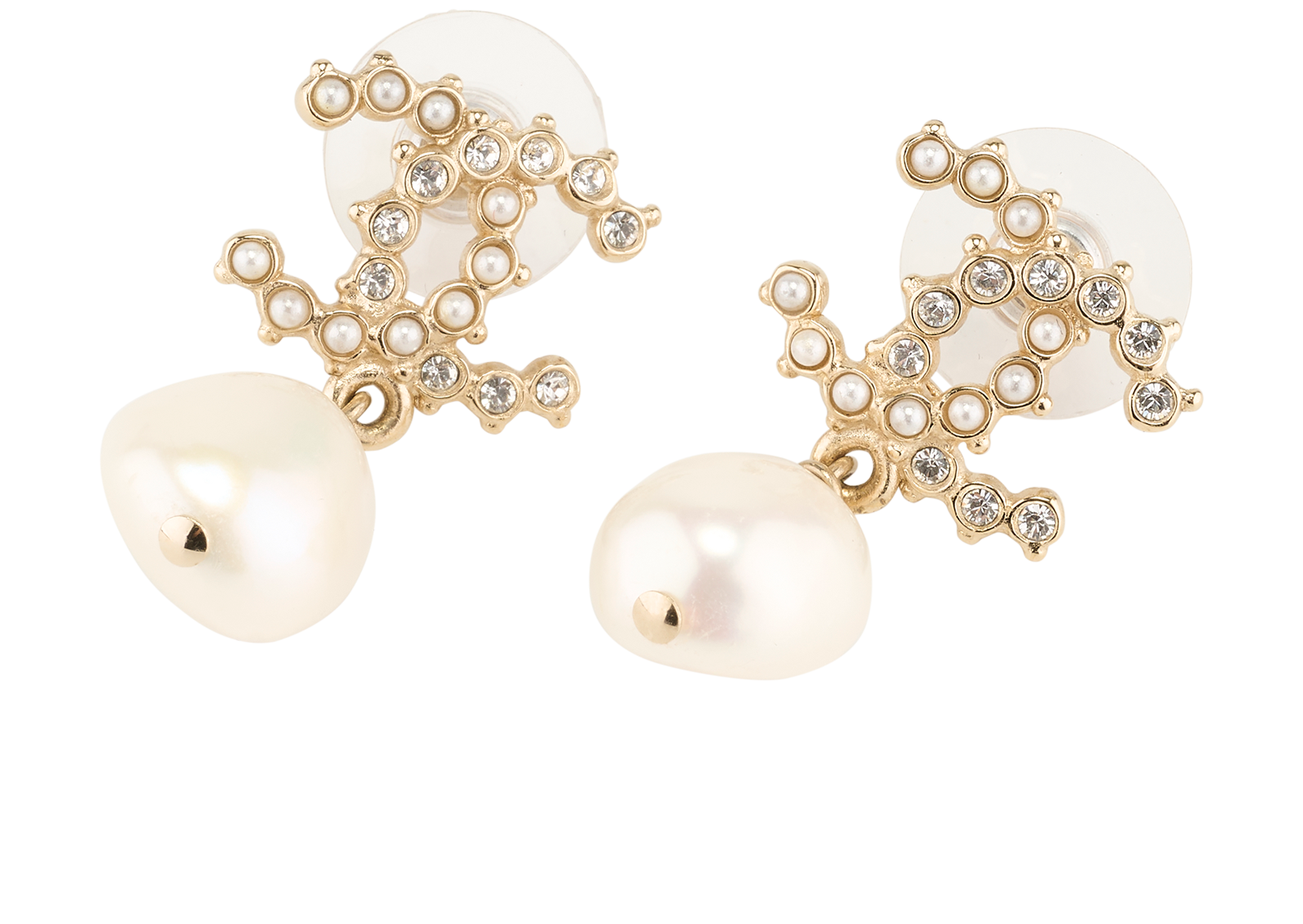Chanel CC Pearl Drop Earrings, &pound;590, Jewellery, Gold, Brass, Other view
