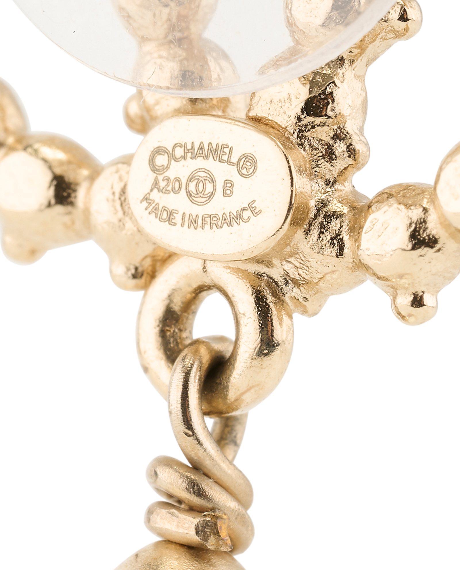Chanel CC Pearl Drop Earrings, &pound;590, Jewellery, Gold, Brass, Other view