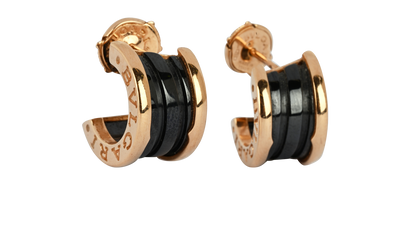 Bulgari B.zero1 Earrings, &pound;1,750, Jewellery, Black/Rose Gold, Enamel Coated Ceramic/Rose Gold, Front view
