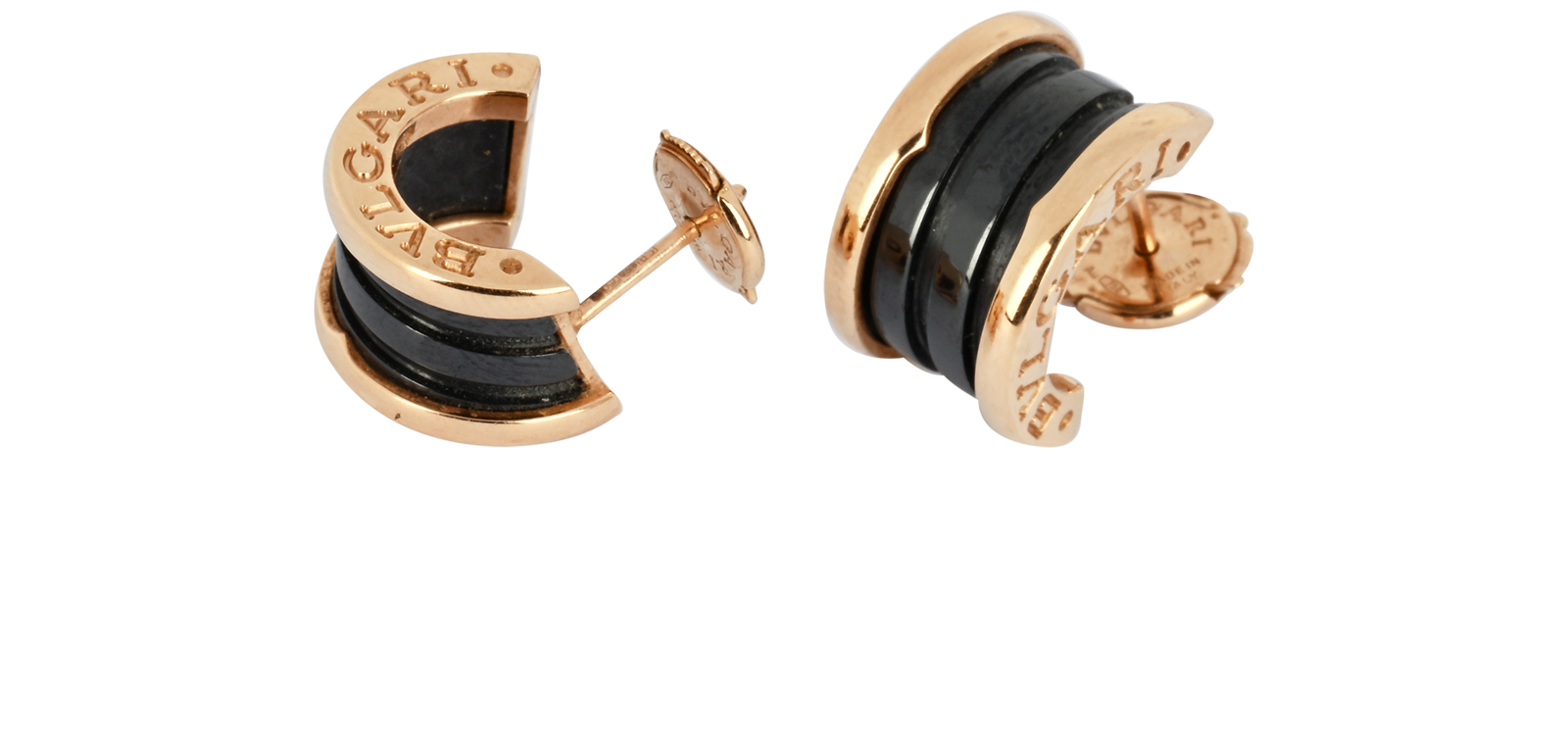Bulgari B.zero1 Earrings, &pound;1,750, Jewellery, Black/Rose Gold, Enamel Coated Ceramic/Rose Gold, Other view