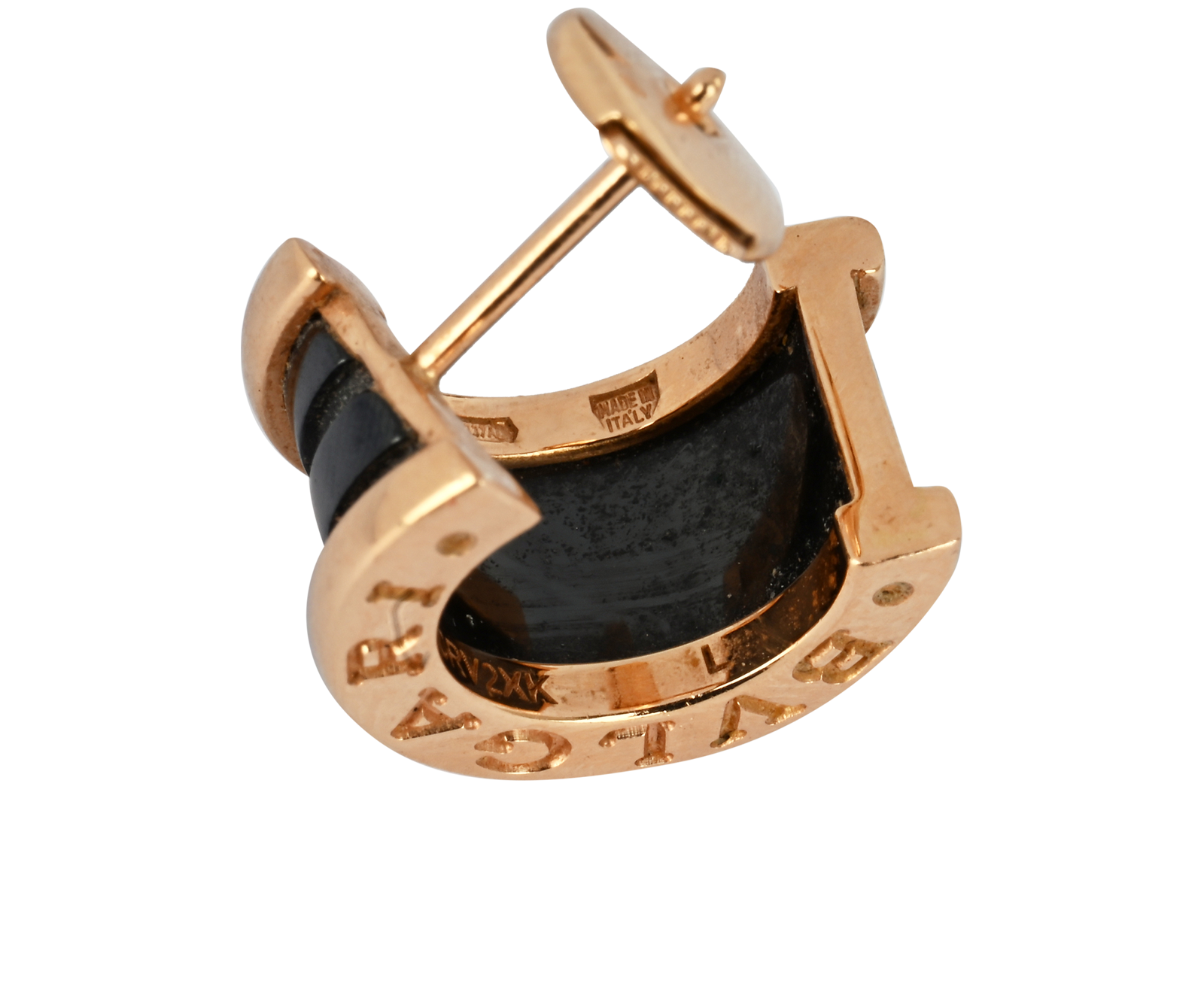 Bulgari B.zero1 Earrings, &pound;1,750, Jewellery, Black/Rose Gold, Enamel Coated Ceramic/Rose Gold, Other view