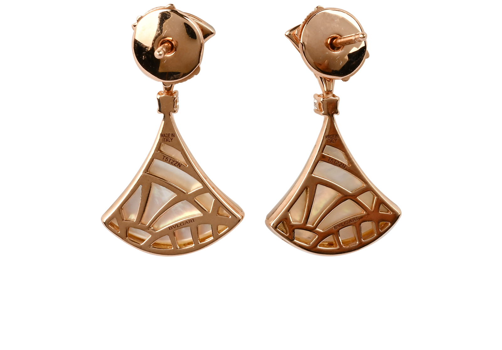 Bulgari Divas Dream Earrings, &pound;1,750, Jewellery, Rose Gold, Pearl/Rose Gold, Back view