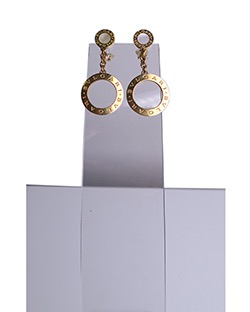 Bulgari, 18ct Gold MOP Circle Drop Earrings, Box