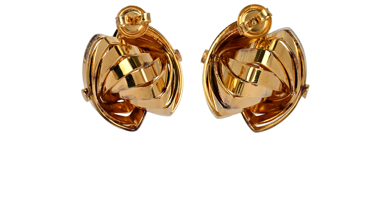 Burberry Armour Earrings, &pound;120, Jewellery, Gold, Sterling Silver, Back view