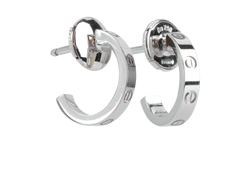 Cartier Love Hoop Earrings, White Gold, Silver, C, 3*