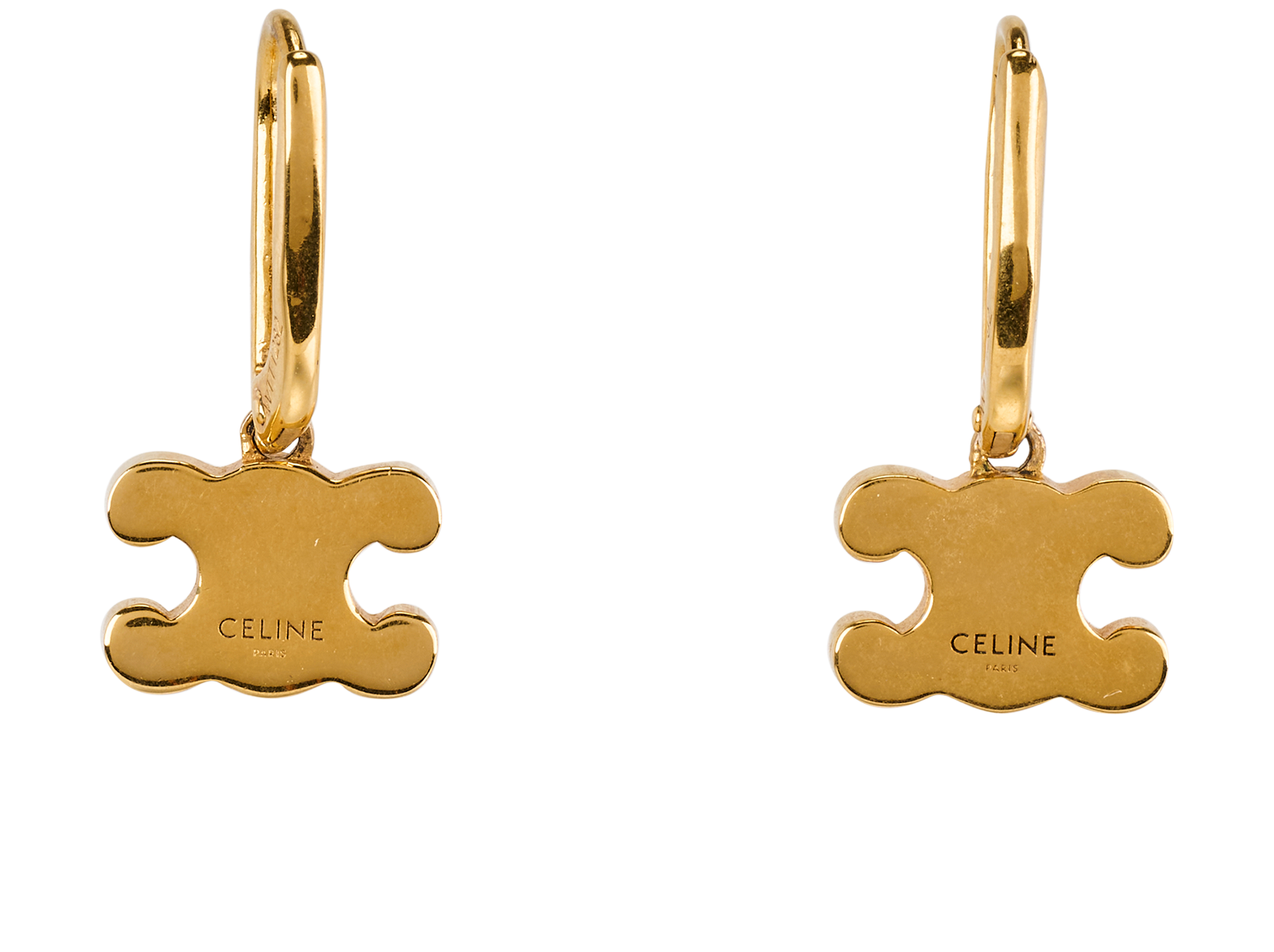 Celine Triomphe Rhinestone Earrings, &pound;350, Jewellery, Gold, Brass, Back view