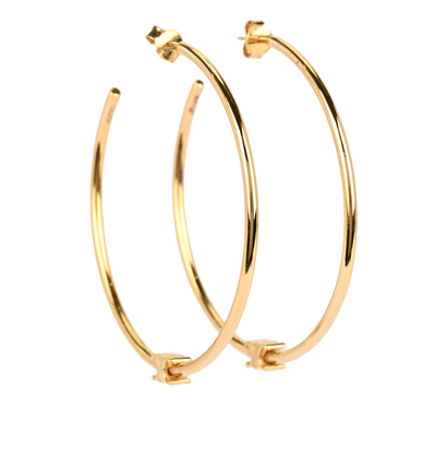 Celine Logo Hoop Earrings, &pound;250, Jewellery, Gold, Brass, Front view