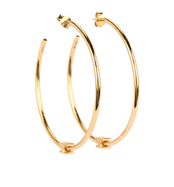 Celine Logo Hoop Earrings, Brass, Gold, DB/B, 3*