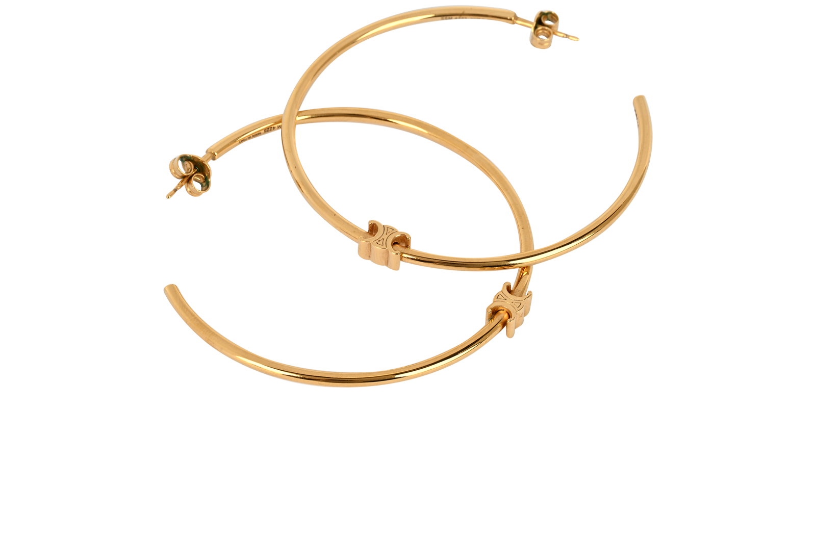 Celine Logo Hoop Earrings, &pound;250, Jewellery, Gold, Brass, Other view