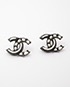 Chanel Black and White Enamel CC Earrings, front view