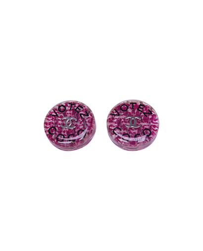 Chanel Tweed Votez Coco CC Earrings, front view