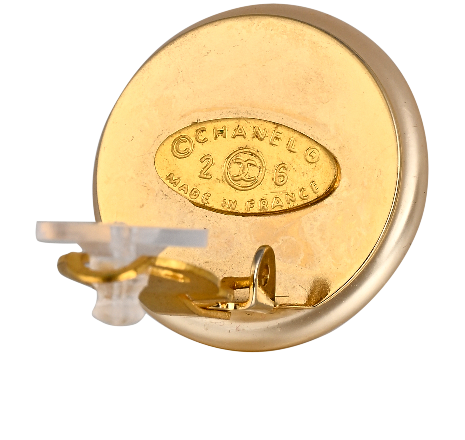 Chanel 2.6 CC Clip On Earrings, &pound;350, Jewellery, Gold, Brass/Faux Pearl, Other view