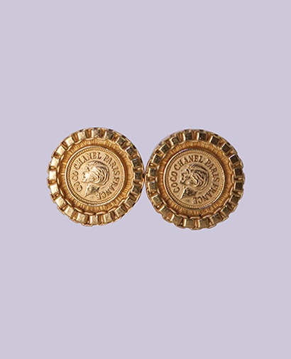 Chanel Coco Round Clip-On Earrings, front view