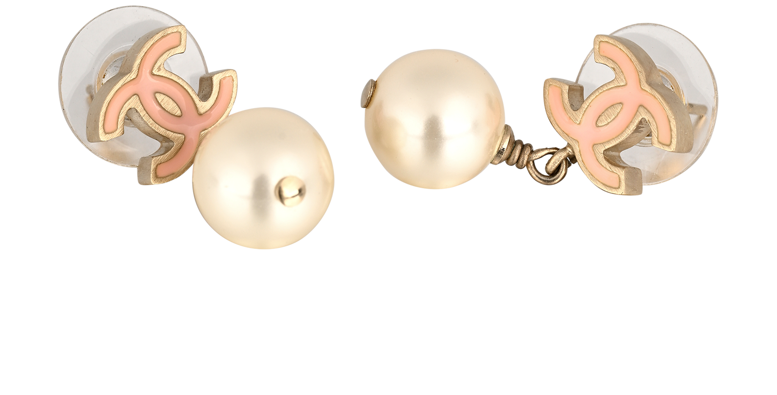 Chanel B11C CC Drop Earrings, &pound;320, Jewellery, Gold/Pearl, Brass, Other view