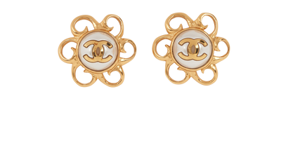 Chanel CC Flower Earrings, front view