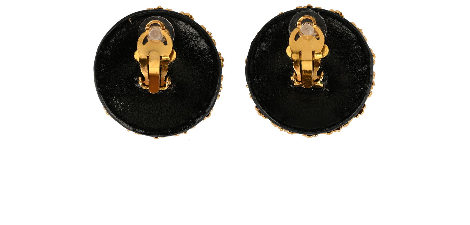 Chanel 1986 Chain Around Clip On Earrings, &pound;495, Jewellery, Black/Gold, Leather, Back view
