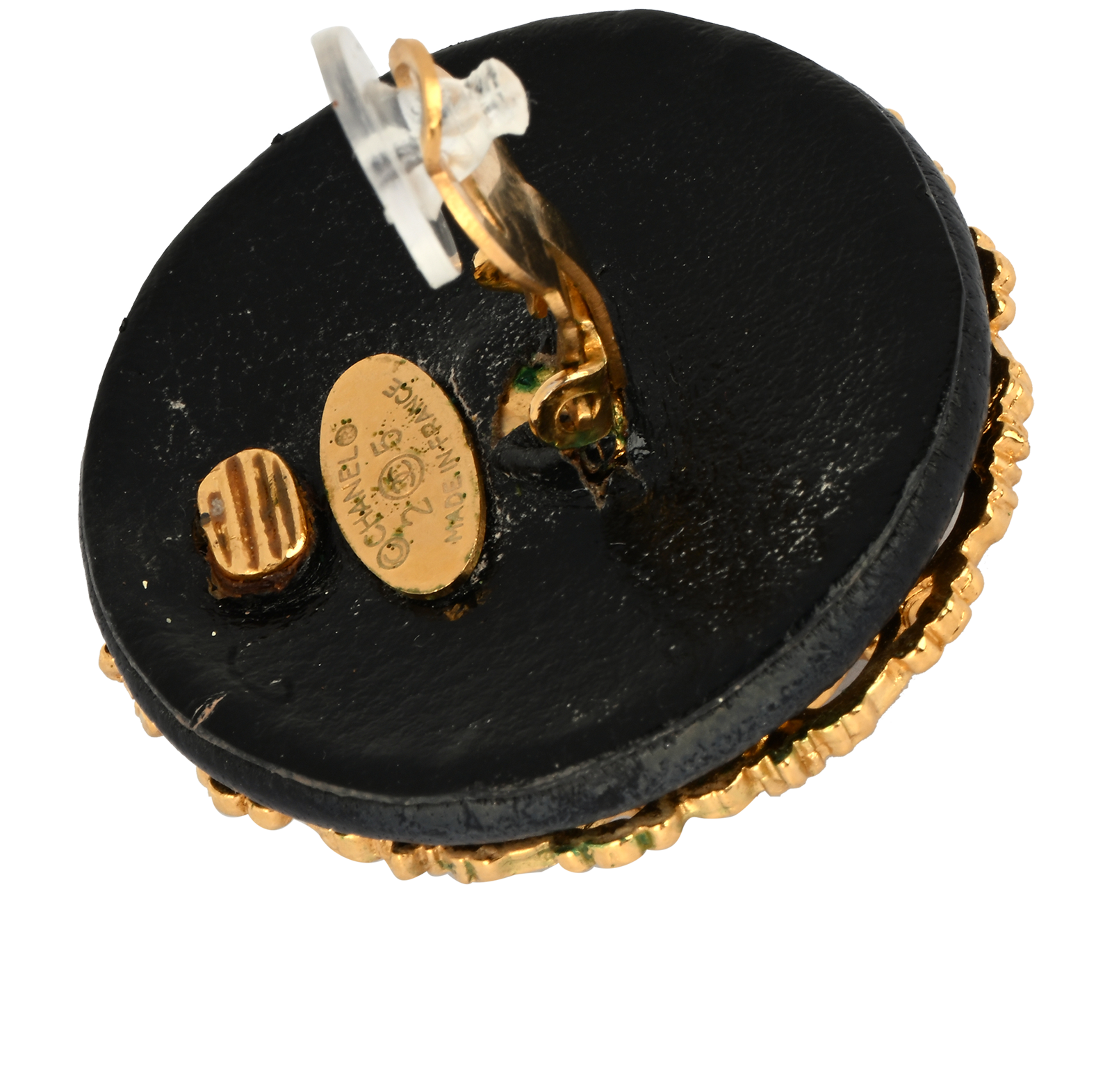 Chanel 1986 Chain Around Clip On Earrings, &pound;495, Jewellery, Black/Gold, Leather, Other view