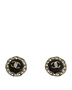 Chanel CC Chain Earrings,Metal,Black/Gold,B,3,(10)