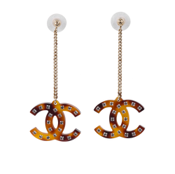 Chanel CC Earrings, Brass/ Resin, Brown, B18K, B/DB, 2*